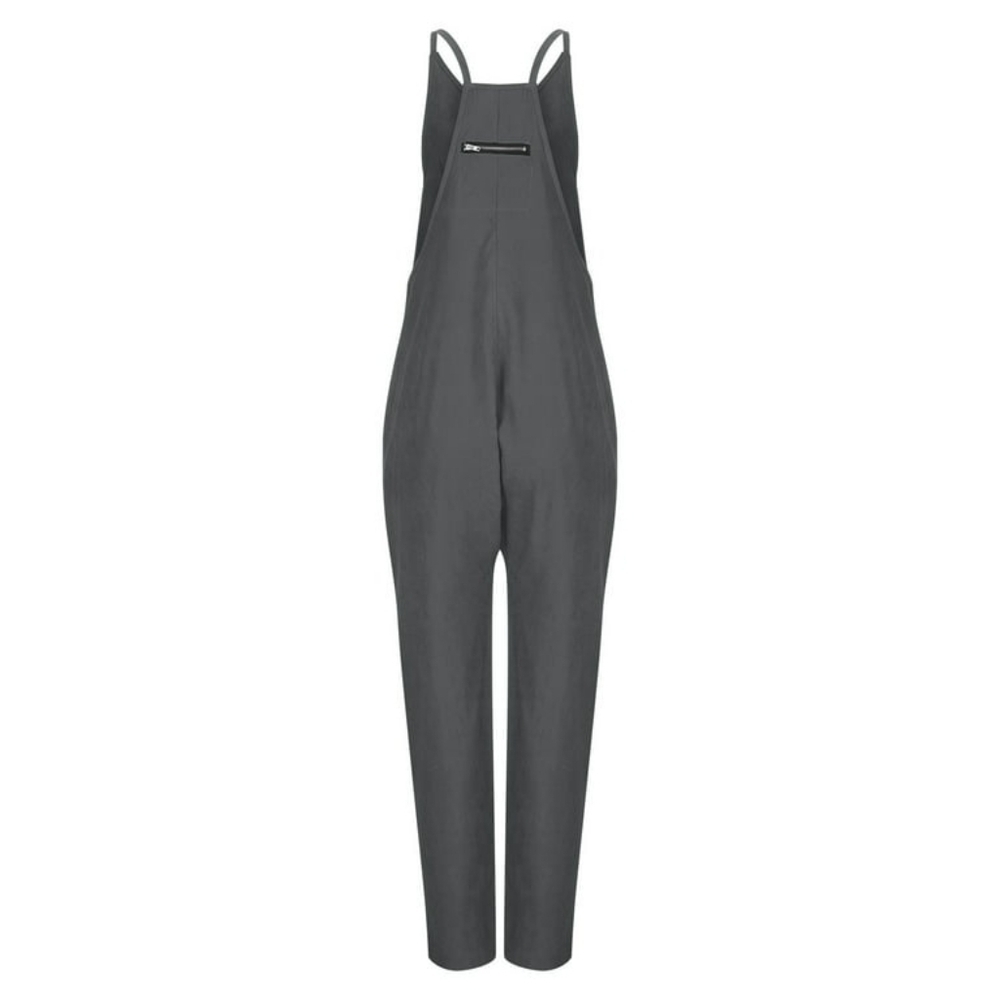 Vintage-Casual Adjustable Spaghetti Straps Harem Long Pant Overalls With Pockets - Picture 3 of 5